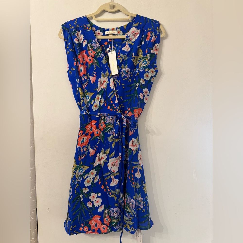 NWT Yumi Kim XS Amalfi Coast SoHo Mixer Silk Vibrant Blue Floral Mini Dress - Picture 2 of 16